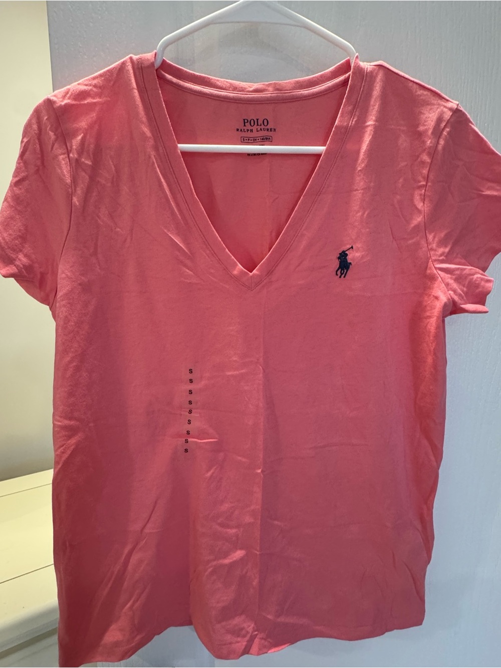 Polo by Ralph Lauren Coral Pink V-Neck Short Sleeve Tee